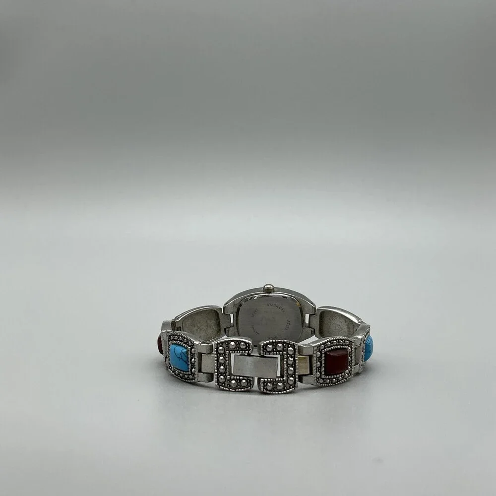 Geneva Southwest Womens Watch 19mm Marcasite Faux Stone New Battery 6.25